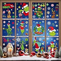 Vista 1 de Christmas Window Clings Xmas Decor - 90 PCS Reusable Double Sided Static Window Stickers - Merry Christmas Gel Decals for Xmas Decorations Indoor