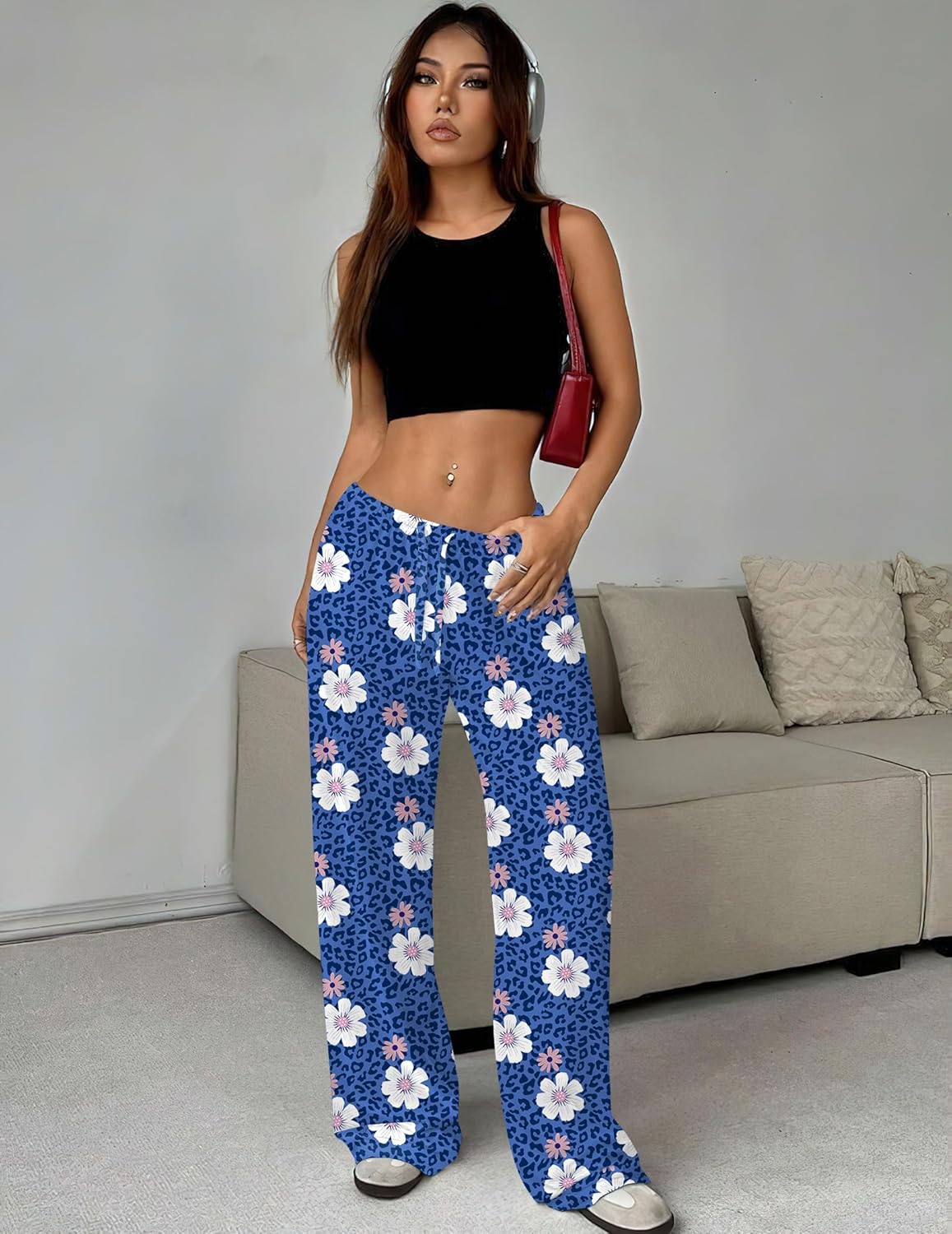 Ekouaer Women Pajama Pants Comfy Pj Bottom with Pockets Stretch Plaid Sleepwear - Image 3