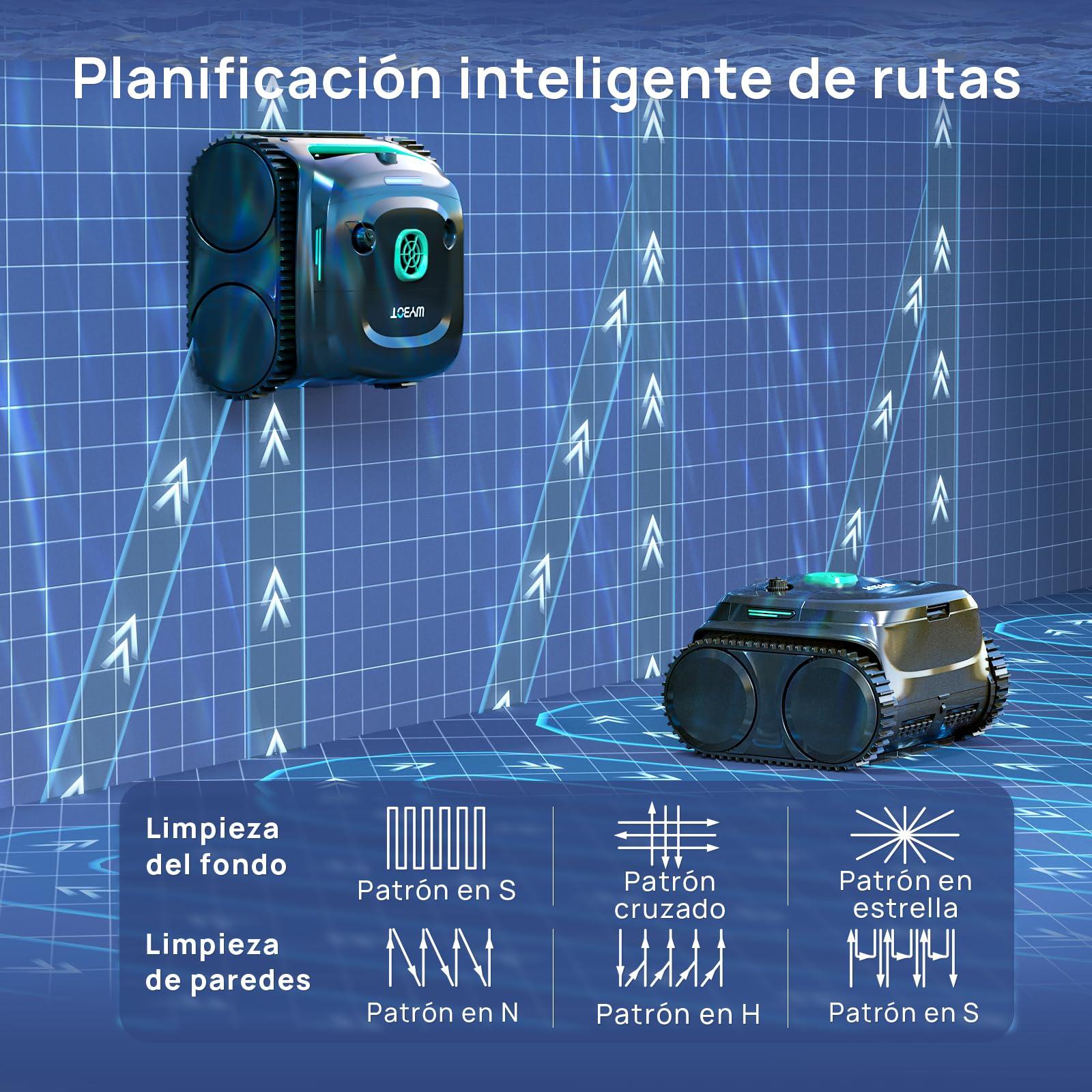 WYBOT C2 Vision Plus Robot de Piscina sin Cable con cámara IA, Robot batería Paredes y Fondo: Potente succión, Doble Filtro, 8 Modos, para Piscinas enterradas 210 m² – Verde Medianoche