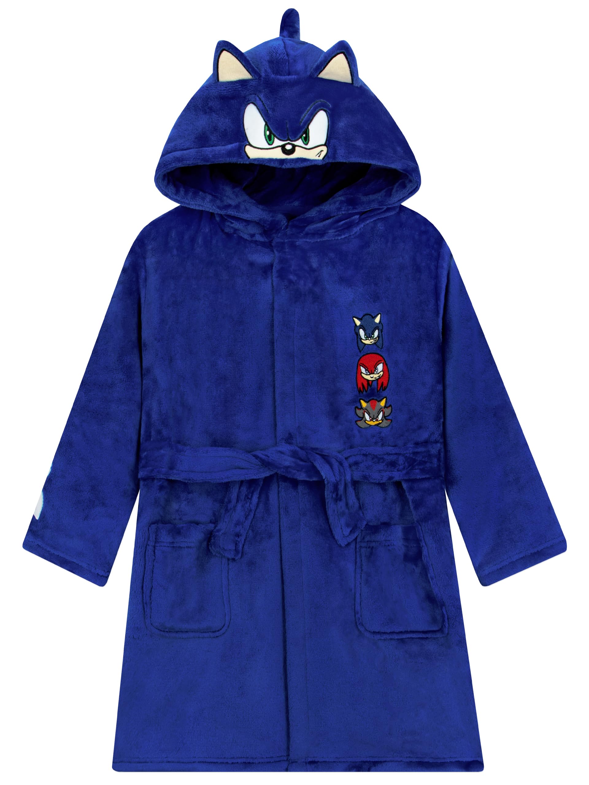 Sonic The Hedgehog Boys Dressing Gown, Sonic Kids Dressing Gown With 3D Ears, Fleece Kids Bathrobe, 12-13 Years