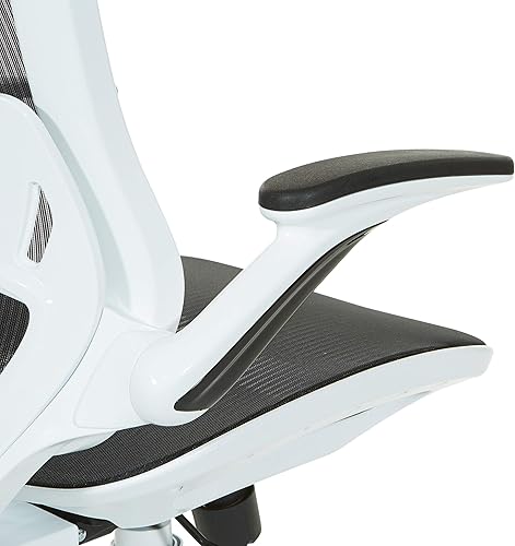 Miniatura 11 de OSP Home Furnishings Riley - Silla de escritorio de oficina ventilada para gerente con asiento y respaldo de malla transpirable, base blanca con