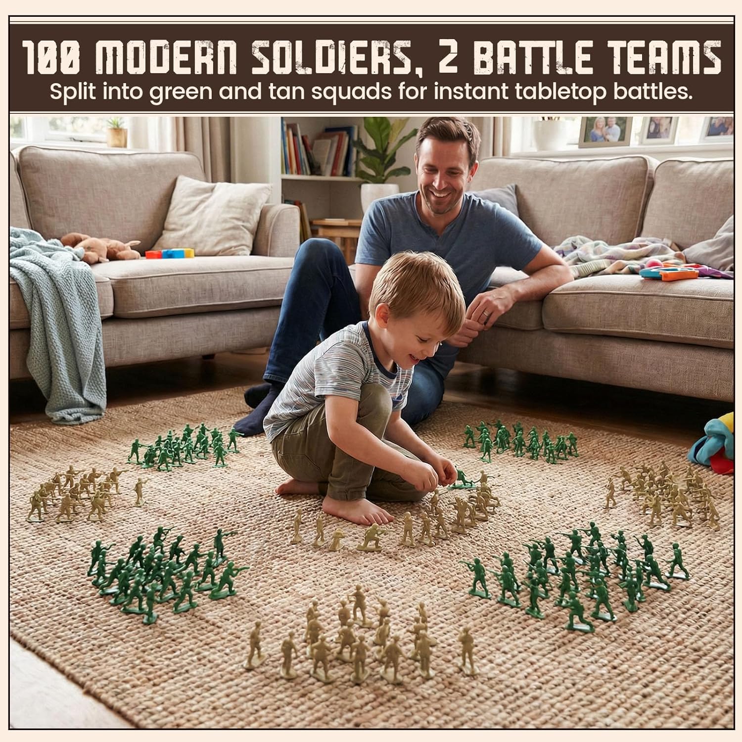 LovesTown 100PCS Army Men Toy Soldiers, Plastic Soldier Figures Green Yellow Army Men Playset Multiple Poses for Boys Birthday Gift