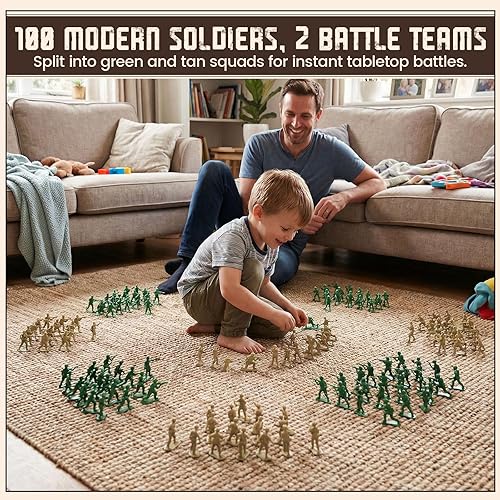 Miniatura 2 de LovesTown Juego de 100 soldados de juguete del ejército para hombres, figuras de acción clásicas de soldado de plástico para niños de 3 años en