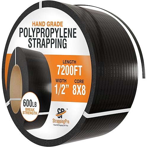 Miniatura 6 de Strapping Pro - Rollo de flejado de polipropileno de grado manual de resistencia industrial para flejado de palés (resistencia a la rotura de 600
