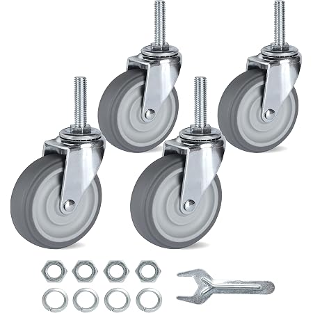 2 Inch Caster Wheels Post Mount 6-Pack Heavy Duty 2 Swivel Caster Wheels - Post Mount For Creeper Carts & Stools Creeper Wheels 6 Pack