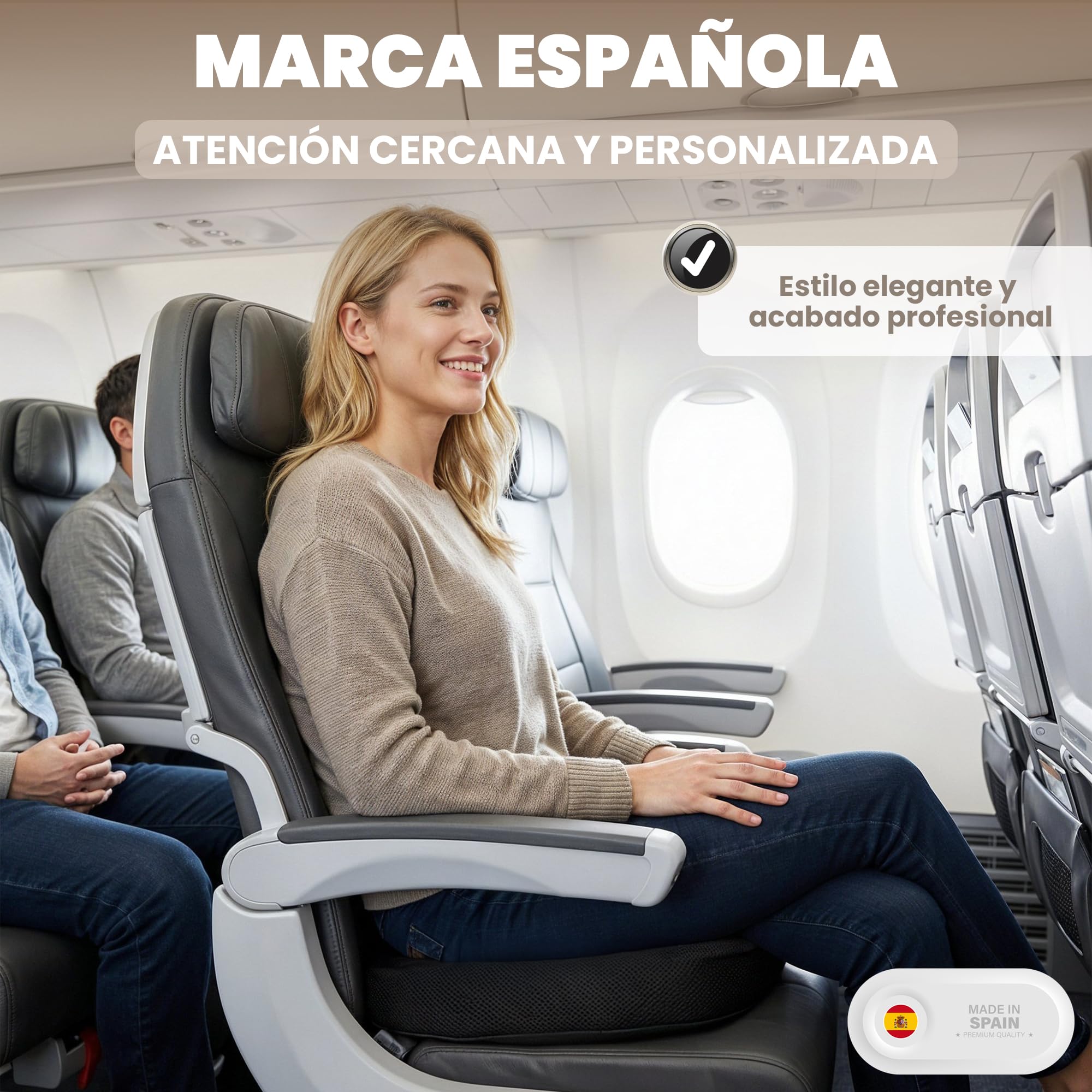 Cojín Ergonómico Viscoelástico de Coxis con Forma de Dónut – Ideal para Silla de Oficina, Coche y Teletrabajo en Jornadas Largas – Funda Transpirable Extraíble y Lavable a Máquina
