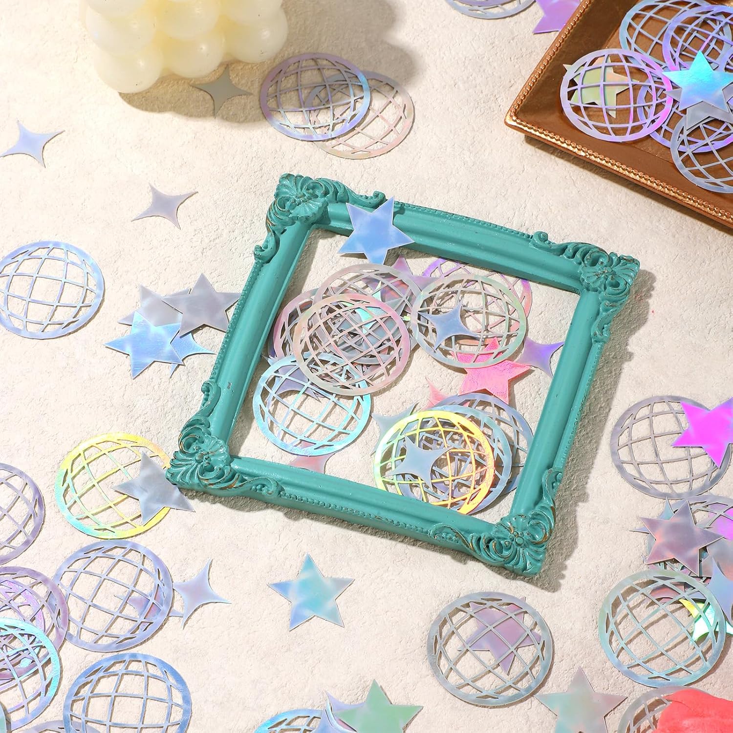 200Pcs Disco Ball Confetti, Glitter Holographic Disco Ball Confetti for Bachelorette Party DiscoConfetti for DiscoThemed Party Decorations