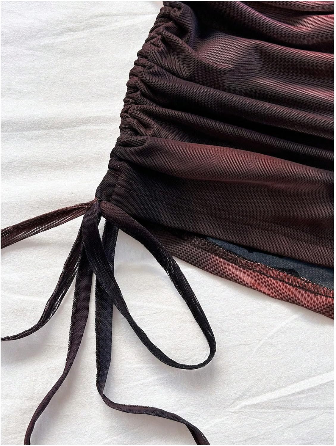 GORGLITTER Women's 2 Piece Outfits Summer Tie Dye Backless Asymmetrical Halter Top and Drawstring High Waist Shorts Set - Image 3