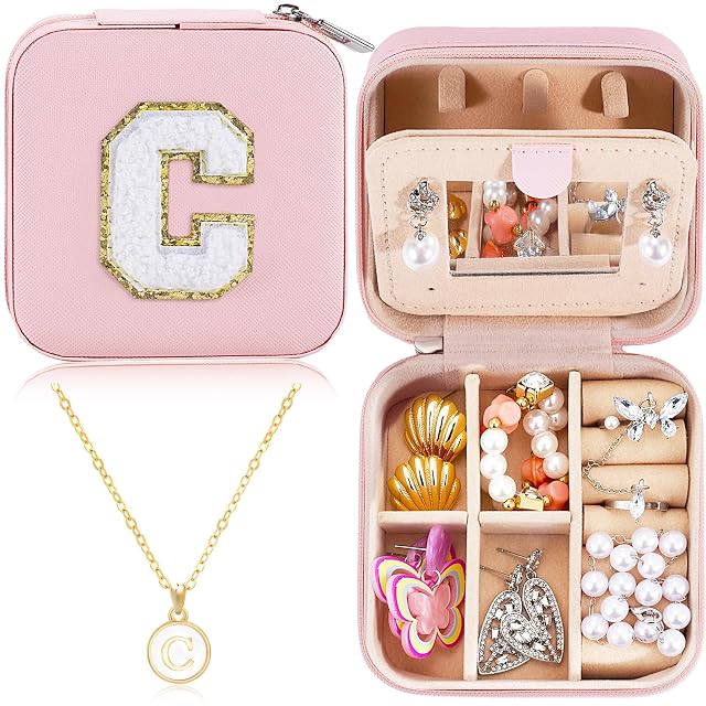 Travel Jewelry Case For Women Girls Jewelry Box Pink Mini Jewelry Organizer Holder for Women Portable Personalized Teen