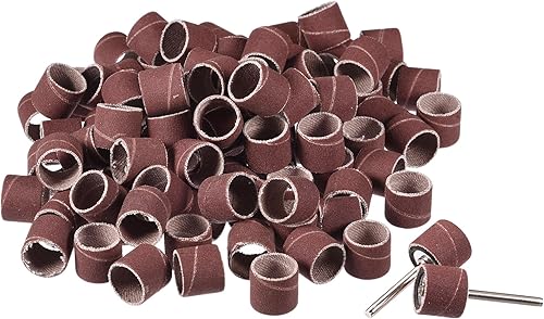 Miniatura 6 de uxcell Juego de 100 piezas de papel de lija de 12 pulgada, grano 80 con 2 mandriles de tambor de 18 pulgadas para herramientas rotativas