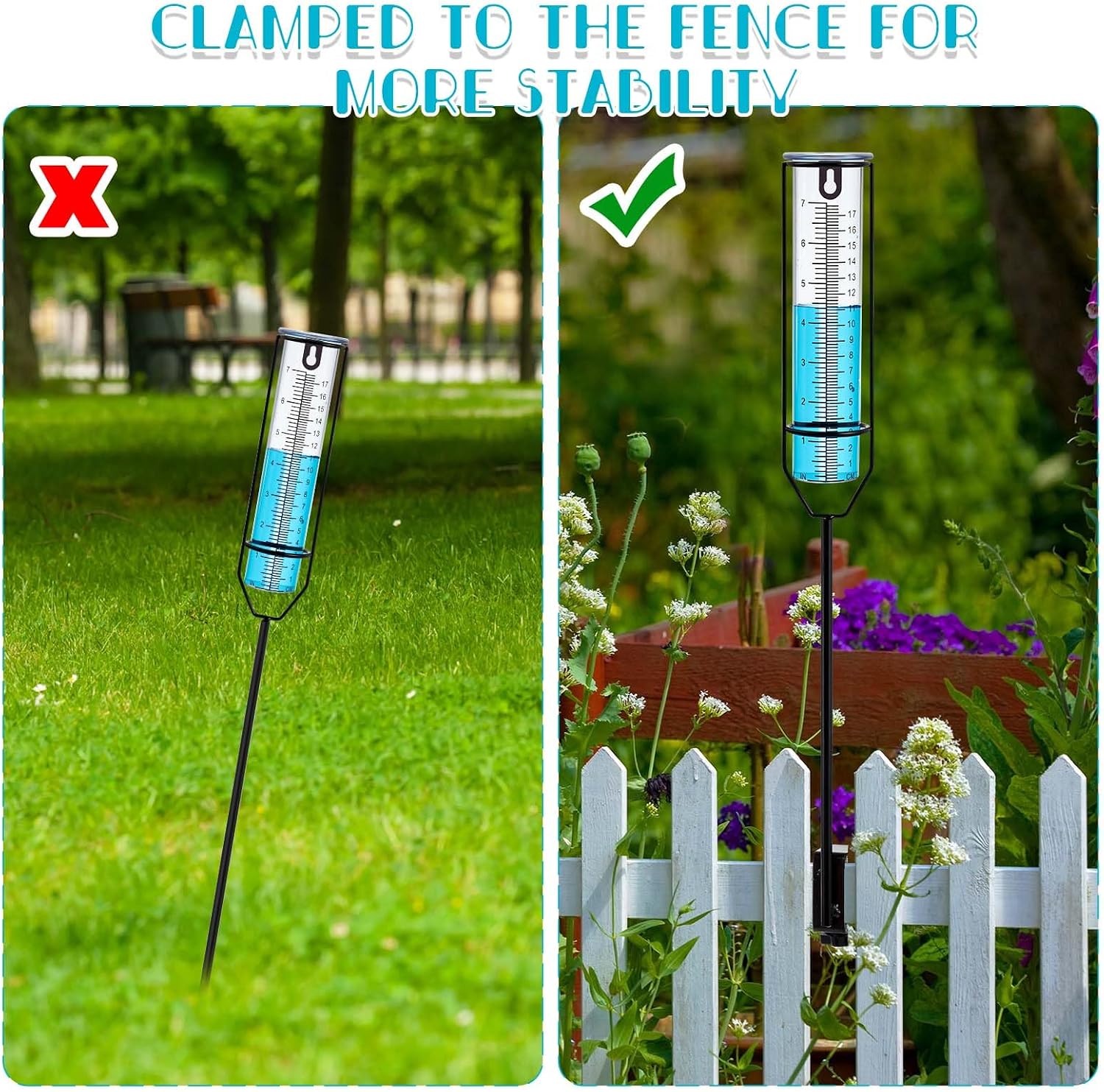 Flutesan Rain Gauge Outdoor with Clamp FreezeProof Rain Gauge
