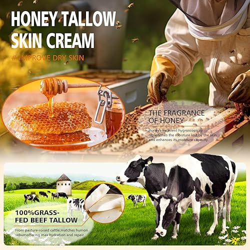 Miniatura 3 de Marroomi Tallow Honey Balm - Marromi Beef Tallow for Skin & Face, Moisturizer with 100% Organic Grass-Fed Beef Tallow & Raw Wild Honey - Natural