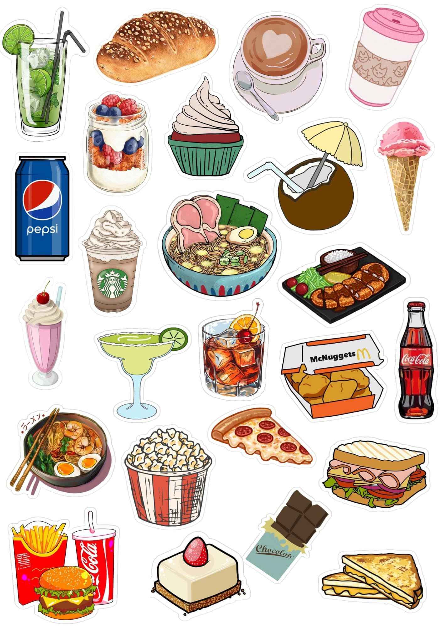 49 pcs of Food Stickers for Laptop, watter Bottle, Scrapbook, Mirror, Notebook, Luggage and More. (B0D25ZVP9K) Amazon Price History, Amazon Price Tracker