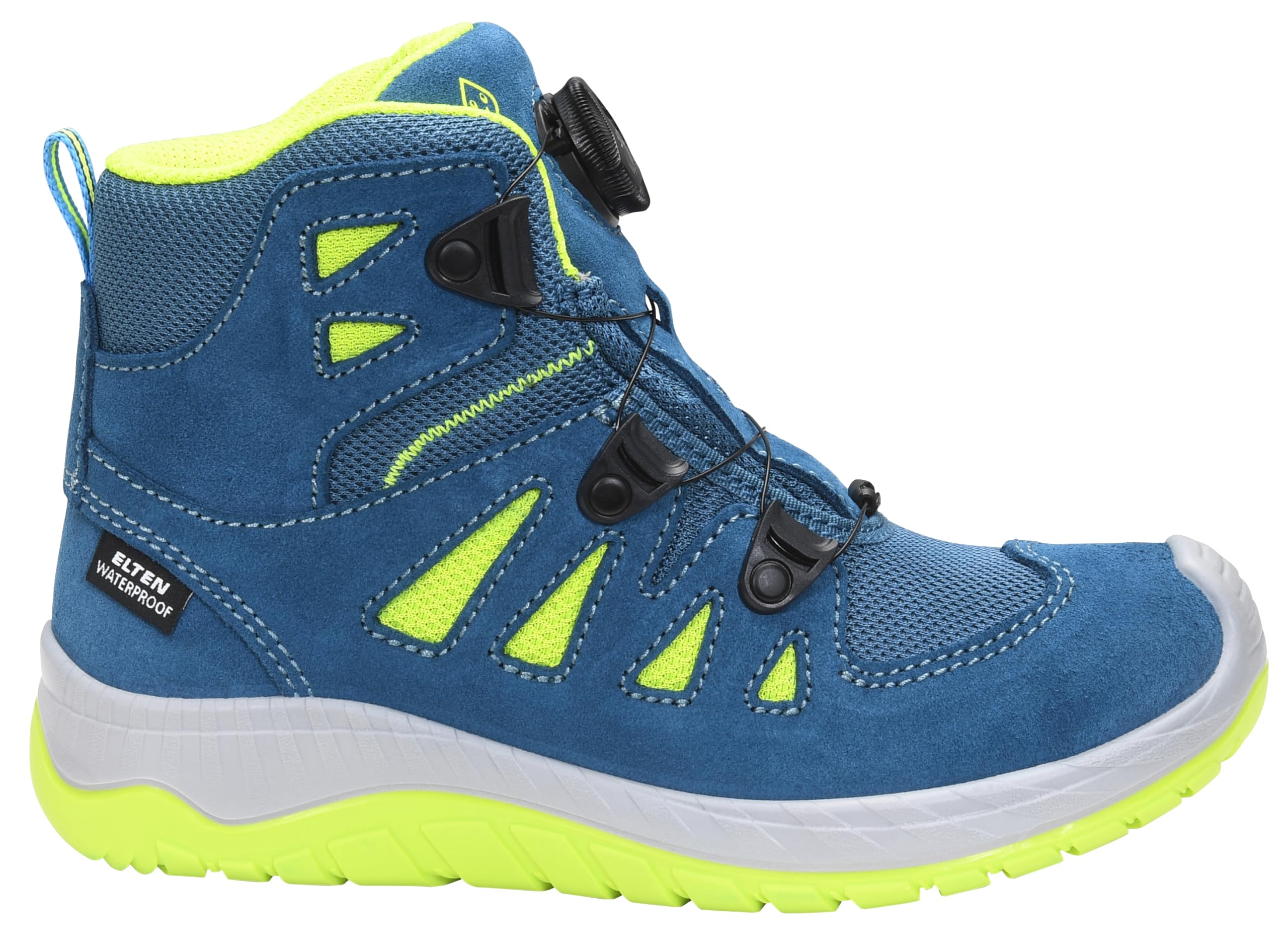 ELTEN MADDOX Kids BOA petrol-lime Mid | Outdoorschuhe für Waldkindergarten, Wandern und Spielen - wasserdicht, leicht, atmungsaktiv