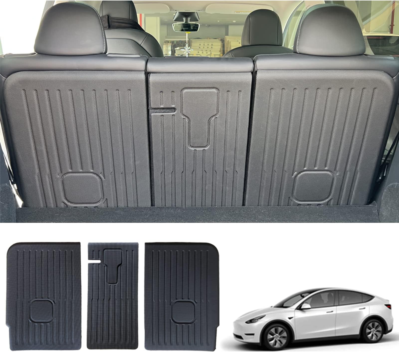 BASENOR Tesla Model Y Seat Cover Black Leather Car 5Seater Cushion