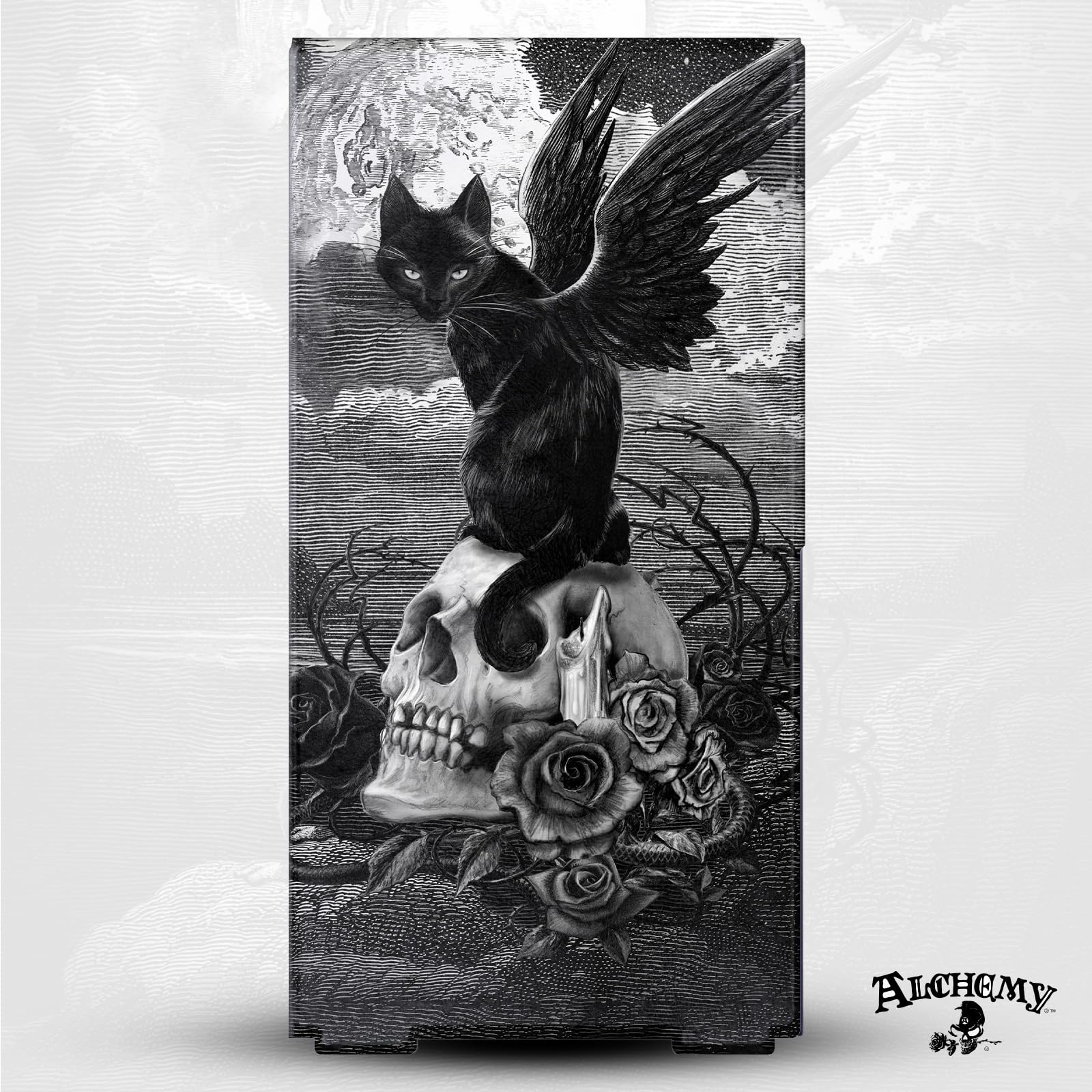 Head Case Designs Sous Licence Officielle Alchemy Gothic Neuf vies de chat crâne de Poe Gothique Enveloppement De Console De Jeu Et Skins Pour Manette De Jeu Ensemble compatible avec Xbox Series X