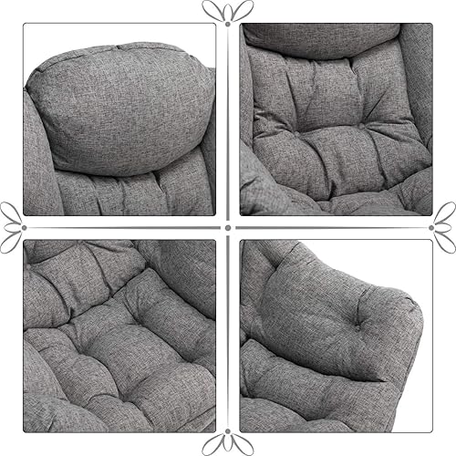 Miniatura 94 de HollyHOME - Silla perezosa grande de tela para sala de estar, silla de lectura, acogedora silla de descanso con reposabrazos, sofá de ocio, color