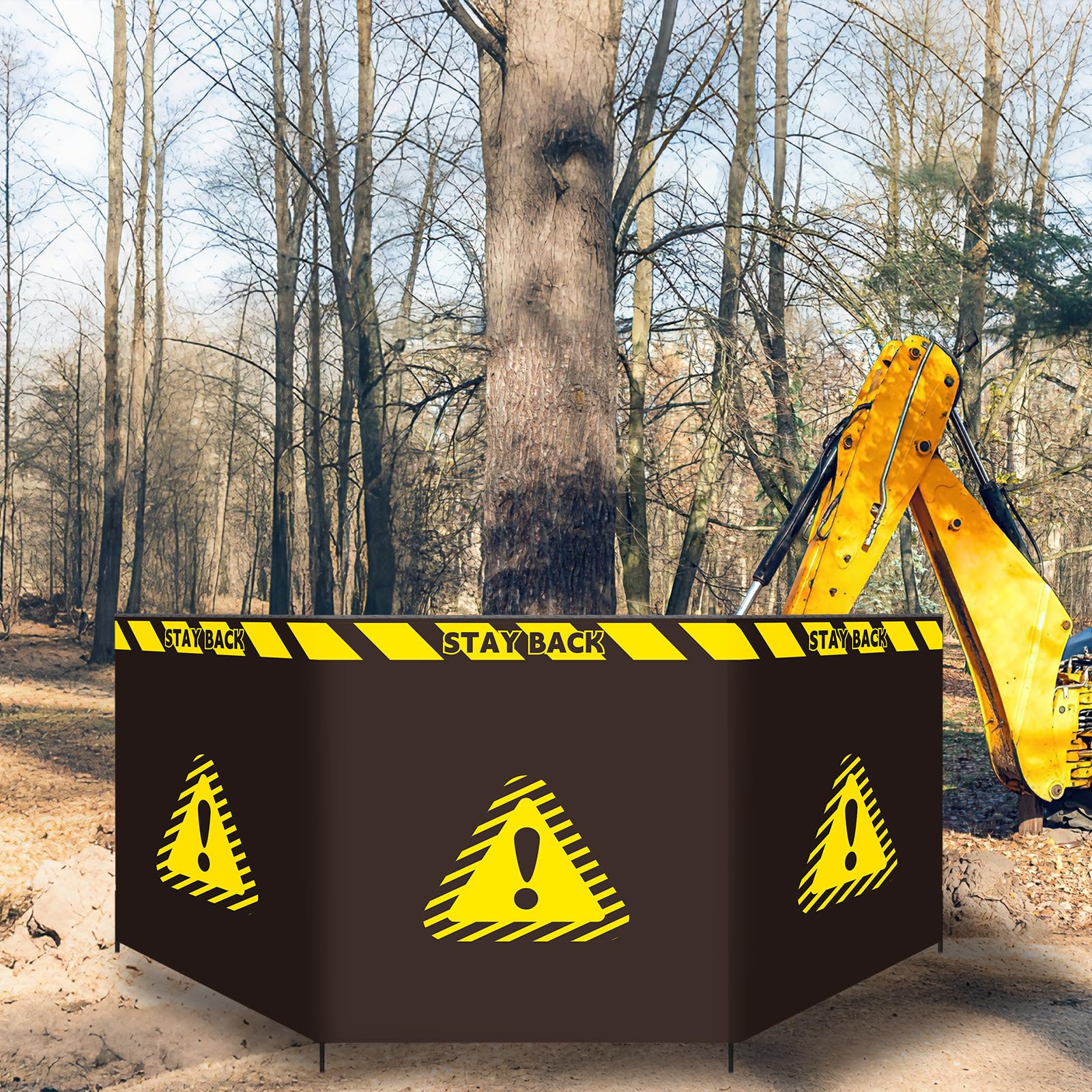 13.12 ft Debris Containment Barrier Arborist Equipment 4 Panel Safety Barricade Tree Climbing Gear Heavy Duty Oxford Foldable Protection Barricade Security Sign for Controlling Stumps Chipping — Amazon image 8