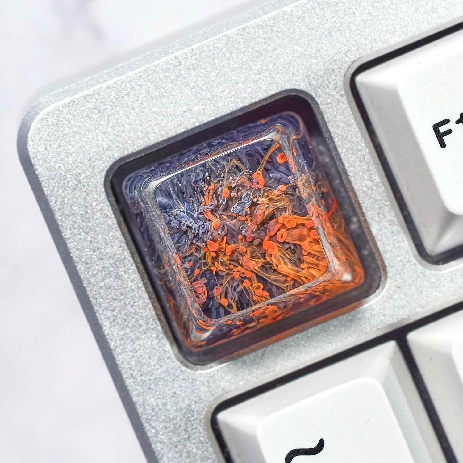 Black Red Ocean Coral Reef Artisan Keycap - 1U ESC, OEM Profile Custom Handmade Resin Cherry MX Switch Key Cap Mechanical Keyboard, Cool Tech Gifts for Men, Dad, Father, Gamer, Sea Lover