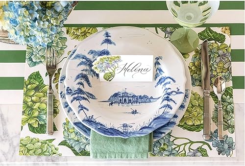 Miniatura 2 de Hydrangeas - Manteles individuales de papel para mesa de comedor, manteles individuales desechables florales para la temporada de primavera y