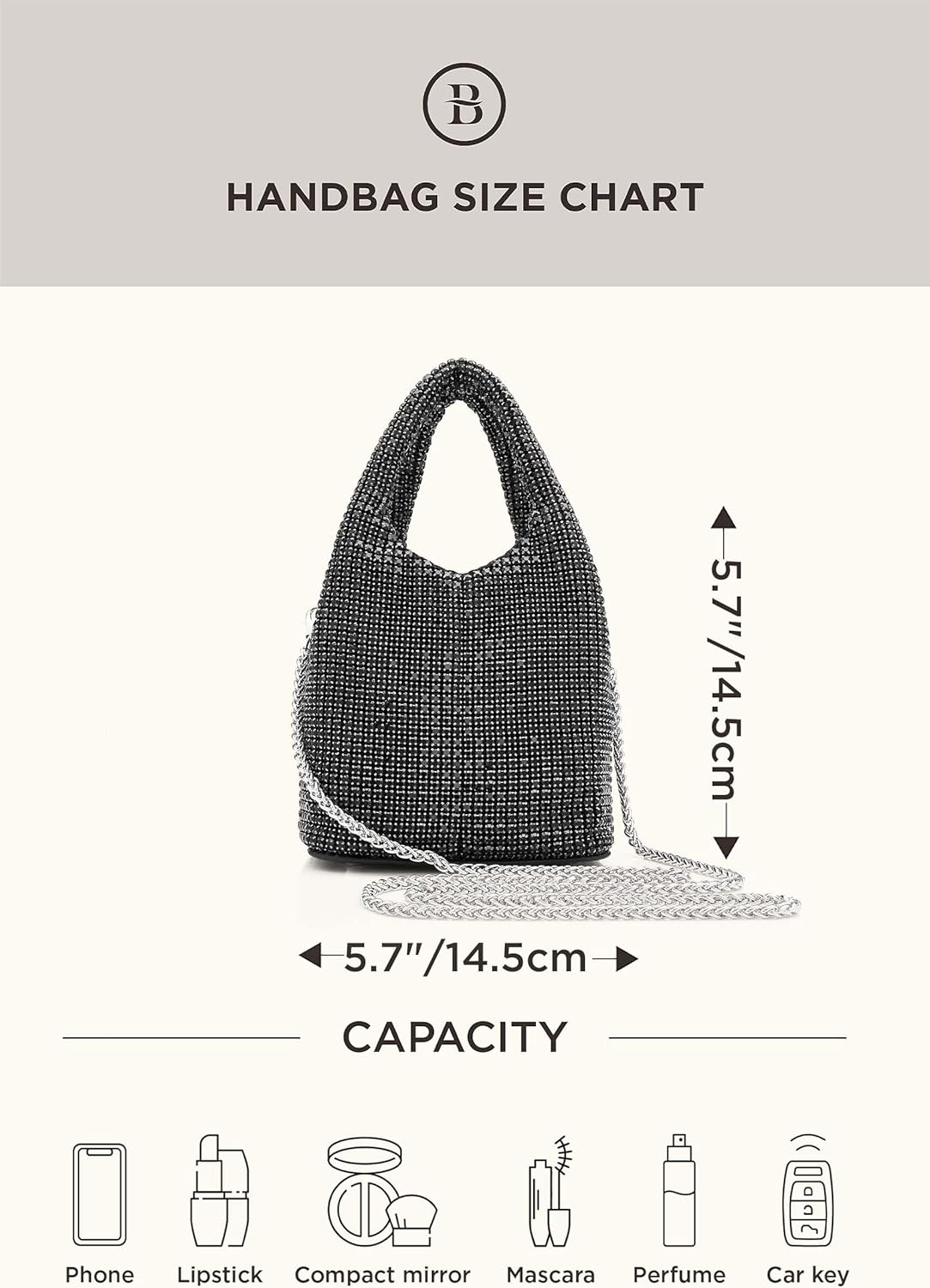 BABEYOND Clutch Purses for Women - Sparkly Evening Bags Glitter Rhinestone Portable Handbag for Party Prom Wedding | Glitter, Rhinestone, for Party, for Prom, for Wedding - Image 7