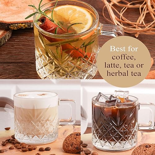 Miniatura 7 de Vasos de café con leche, taza con asa, juego de taza de capuchino de té vintage, tazas de café con asas (2 unidades (6.5 onzas)