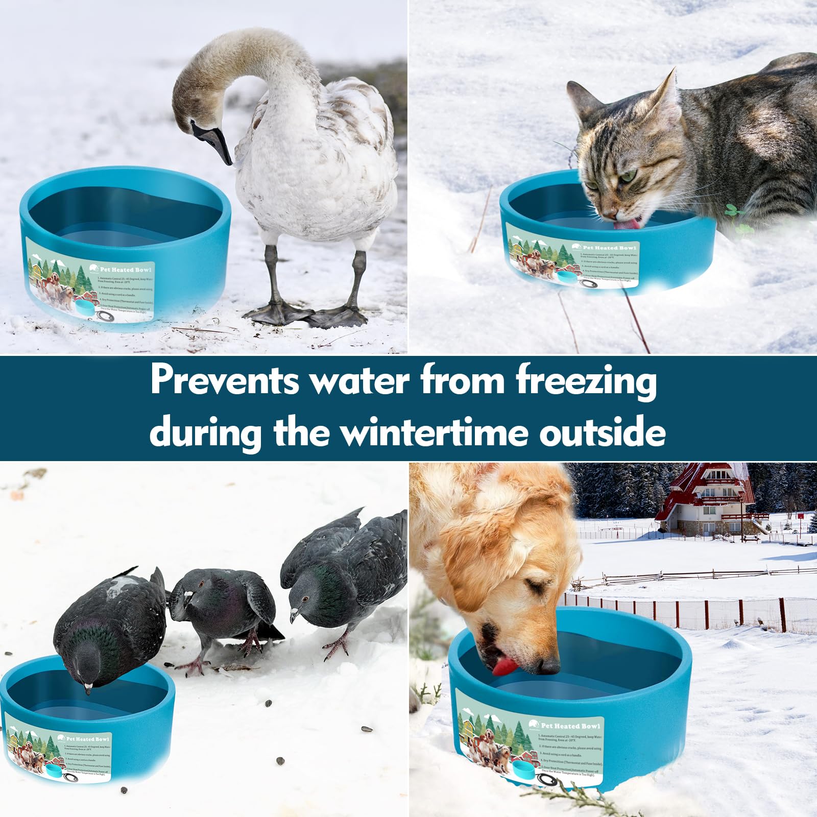 Beheizter Wassernapf für Hund & Katze, Outdoor Beheizter Hundenapf bietet Trinkwasser & Futter im Winter, beheizter Futternapf für draußen, Smart Thermal-Dish für Kaninchen, Huhn, Ente, Eichhörnchen