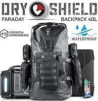 Vista 9 de Mission Darkness Dry Shield Faraday Backpack 40L/ Waterproof Tactical Bag with MOLLE Webbing and Removable Packs/ Signal Blocking Anti-tracking