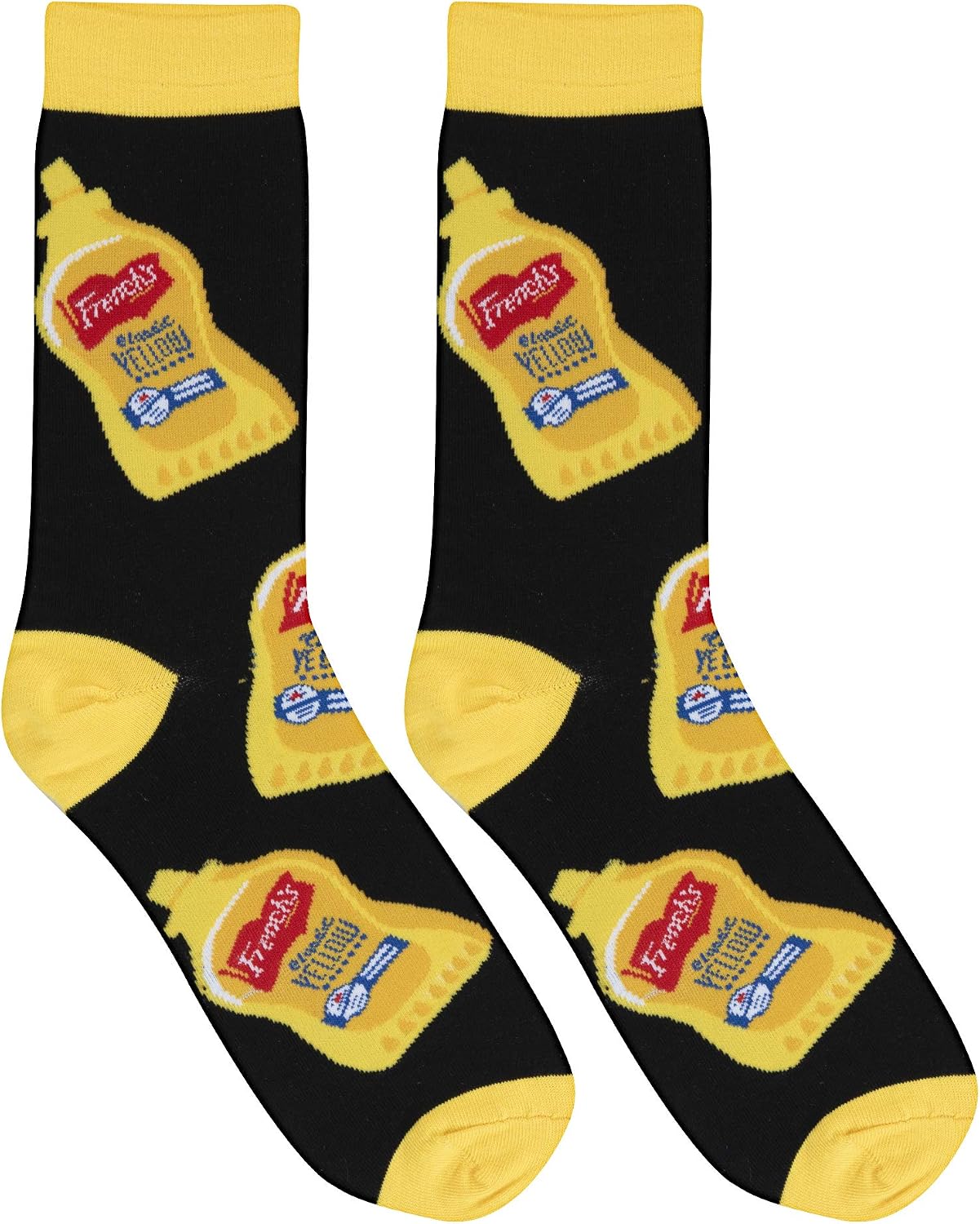 Crazy Socks – Condiment Logo Crew Socks – Hot Sauce Food Novelty Socks – Large – Funny Gift Socks