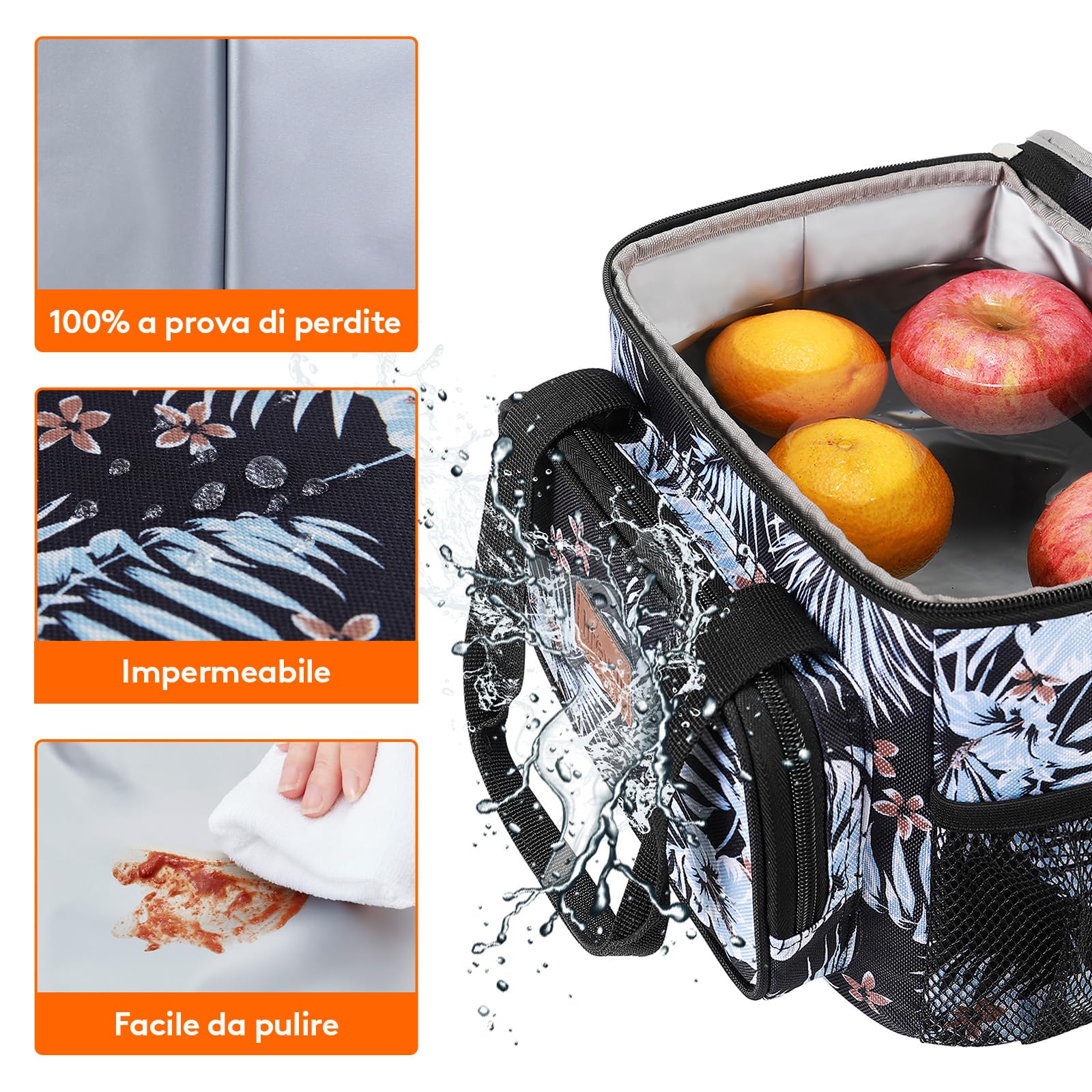 Lifewit Borsa Termica Porta Pranzo 8.5L(12 Lattine), Piccola Borse Frigo Pranzo Ufficio per Uomo e Donna, Lunch Bag per Lavoro, Mare, Viaggio, Spiaggia, Fiore