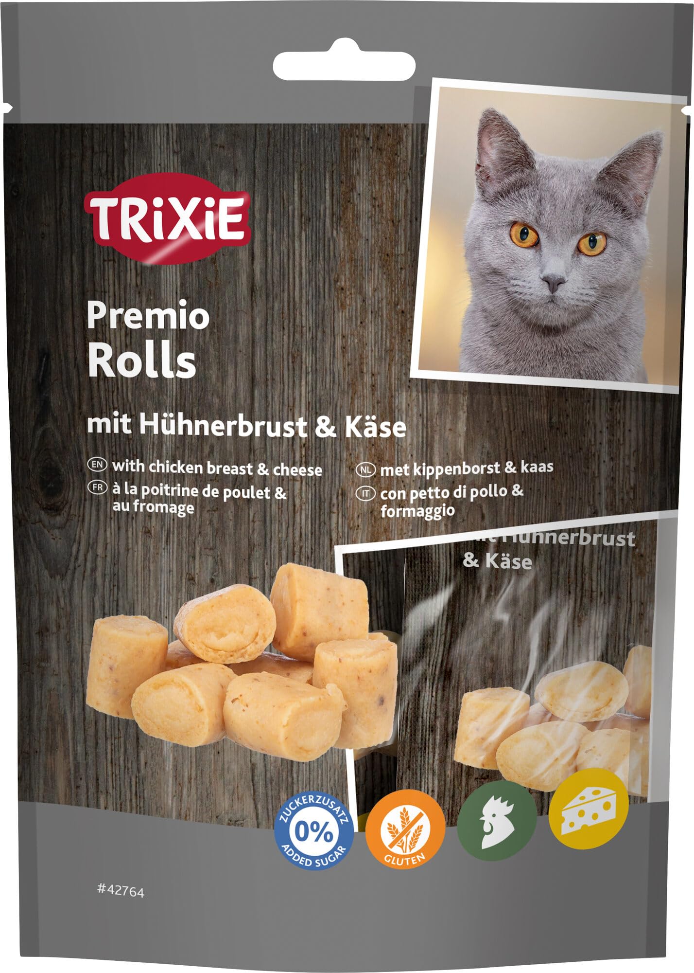 3 PACK TRIXIE PREMIO CHICKEN & CHEESE ROLL CAT TASTY TREATS 50G