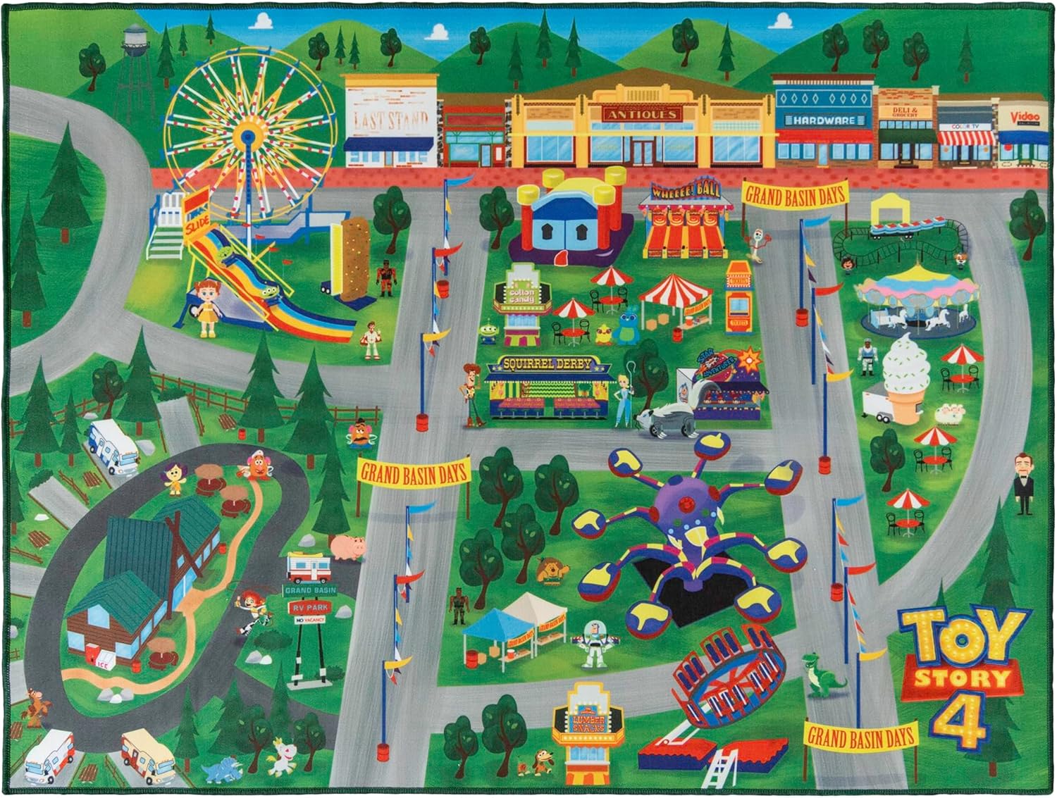 Gertmenian Disney Toy Story Indoor Game Rug - 4x6 Large, Non-Slip, Ideal for Children in Classroom, Nursery, or Play Area - Multicolor, 31216