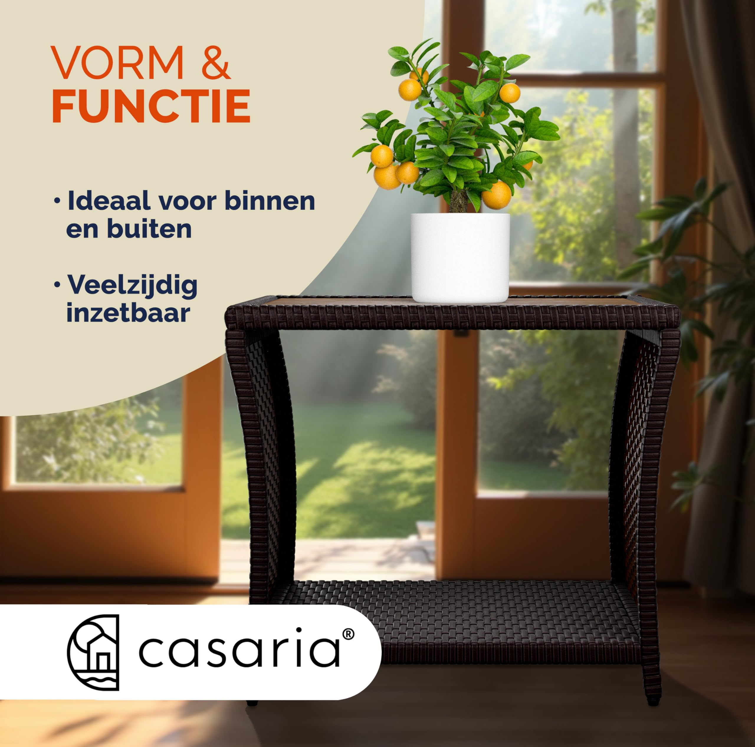 Casaria® Beistelltisch Braun Wetterfest Klein Holz Polyrattan Akazie 45x45x40cm 80kg Belastbarkeit Outdoor Tisch Gartentisch Balkontisch Gartenmöbel