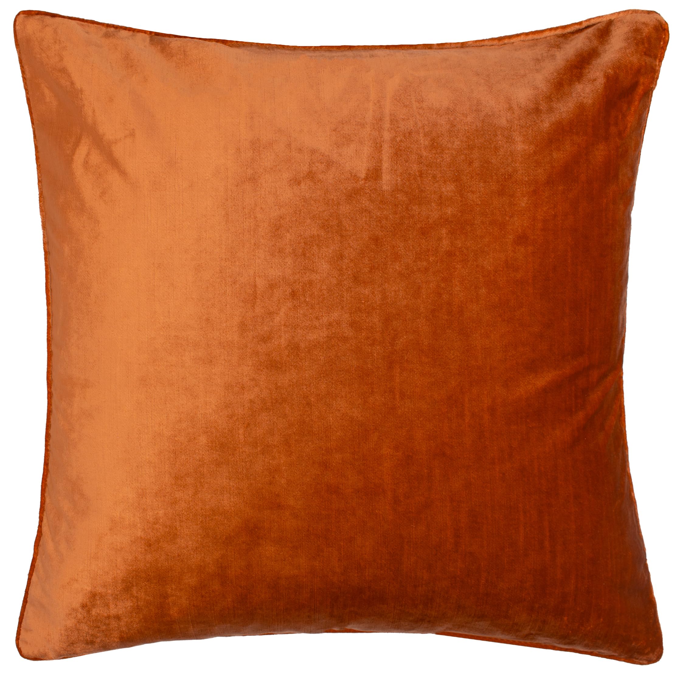 Paoletti Luxe Velvet Piped Feather Rich Filled Cushion, 55 x 55cm, Rust