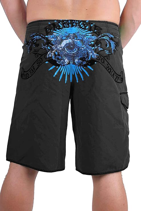 Energie Pantaloncini Da Bagno Uomo – Viper Long Boardshort, Grigio Scuro, 100% Poliestere, Asciugatura Rapida