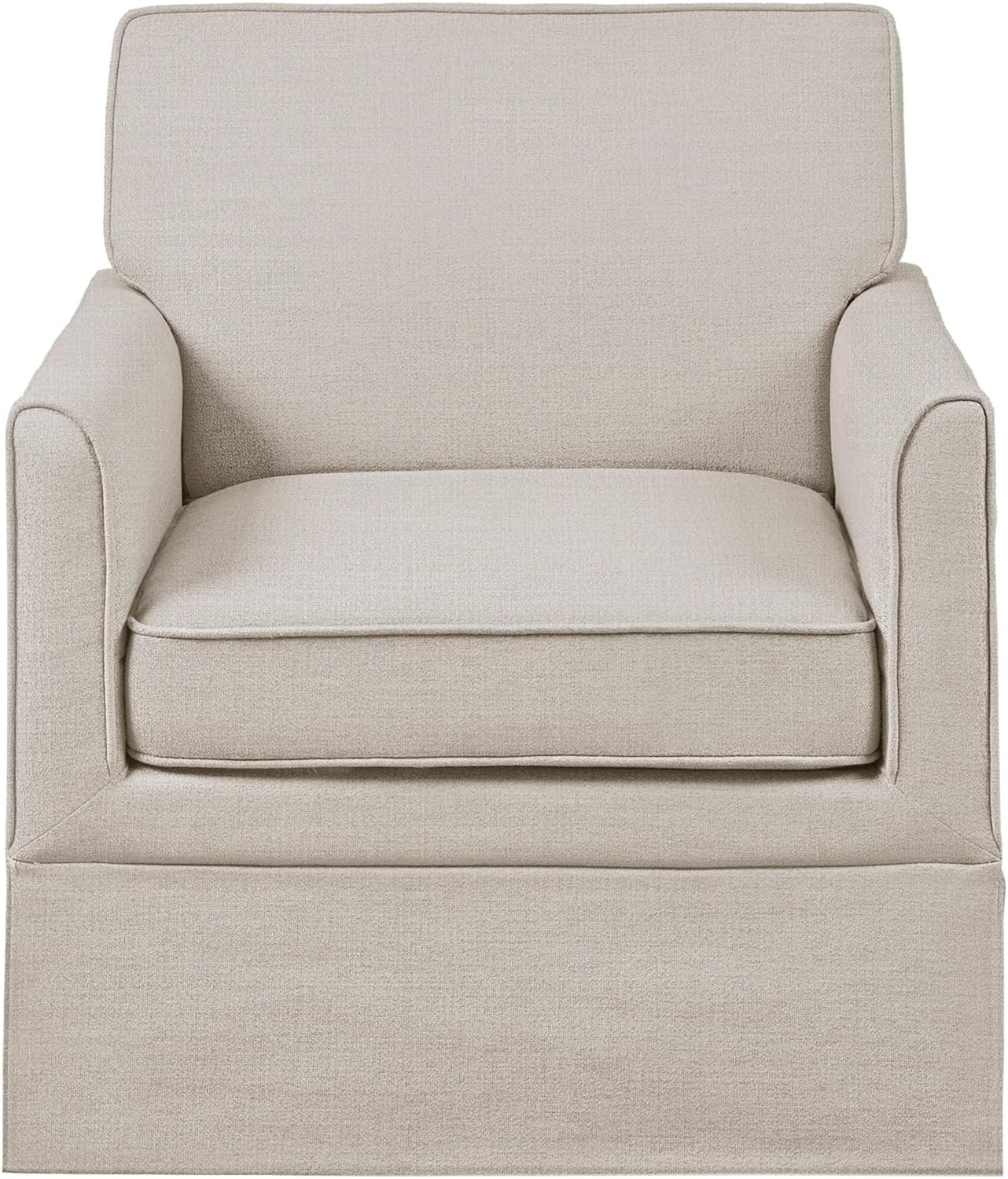 Design Paula Ivory Slipcover Accent Armchair Solid Casual Transitional Fabric Wood Finish Removable Cushions