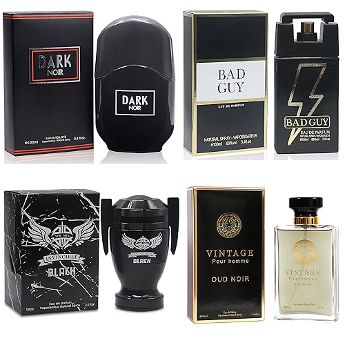 Miniatura 21 de Colonia para hombre, 4 conjuntos combinados (cielo azul/noche de rosas/valiente/ébano estadounidense), Eau de Parfume/Toilette Spray natural cada