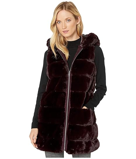 Via spiga faux fur hooded vest Clearance