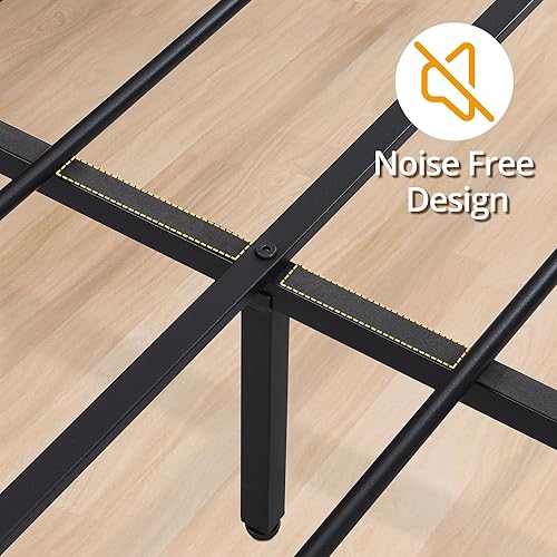 Miniatura 6 de Base de cama individual con luces LED y puertos USB, marco de cama industrial con cabecera de 2 niveles con almacenamiento debajo de la cama, sin