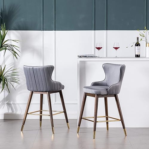 Miniatura 6 de Roundhill Furniture Leland - Taburetes tapizados de tela, altura de mostrador, juego de 2, color gris Gris,Azul,https://www.amazon.com/dp/undefined