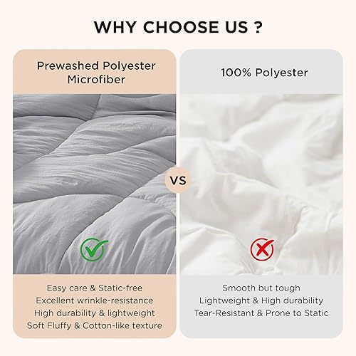 Miniatura 6 de Bedsure Edredón Queen  Edredón tamaño Queen para todas las estaciones, relleno de edredón alternativo de plumón ultrasuave y prelavado con 4