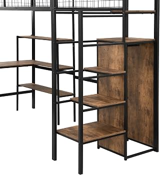 Sapgaks Lit Mezzanine 140 x 200 cm, lit Double en Fer avec lumières LED 7 Couleurs et Armoire, lit Mezzanine avec escalier de Rangement, avec Grille Suspendue, Noir (Matelas Non Inclus Sapgaks Lit Mezzanine 140 x 200 cm, lit Double en Fer avec lumières LED 7 Couleurs et Armoire, lit Mezzanine avec escalier de Rangement, avec Grille Suspendue, Noir (Matelas Non Inclus