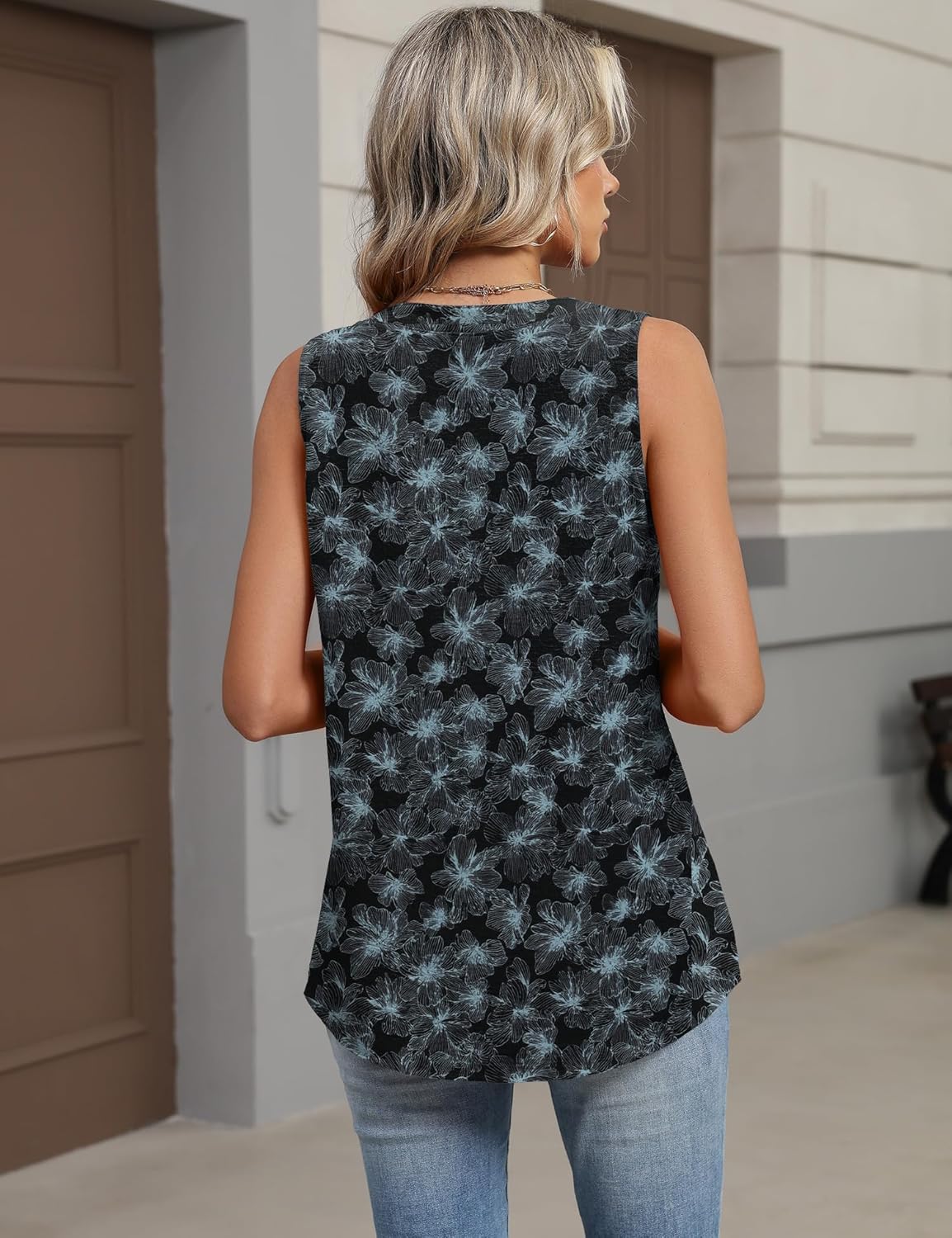 Micoson Tank Tops for Women 2026 Summer Casual V Neck Sleeveless Tops Loose Flowy Button Down Boho Tshirt - Image 2