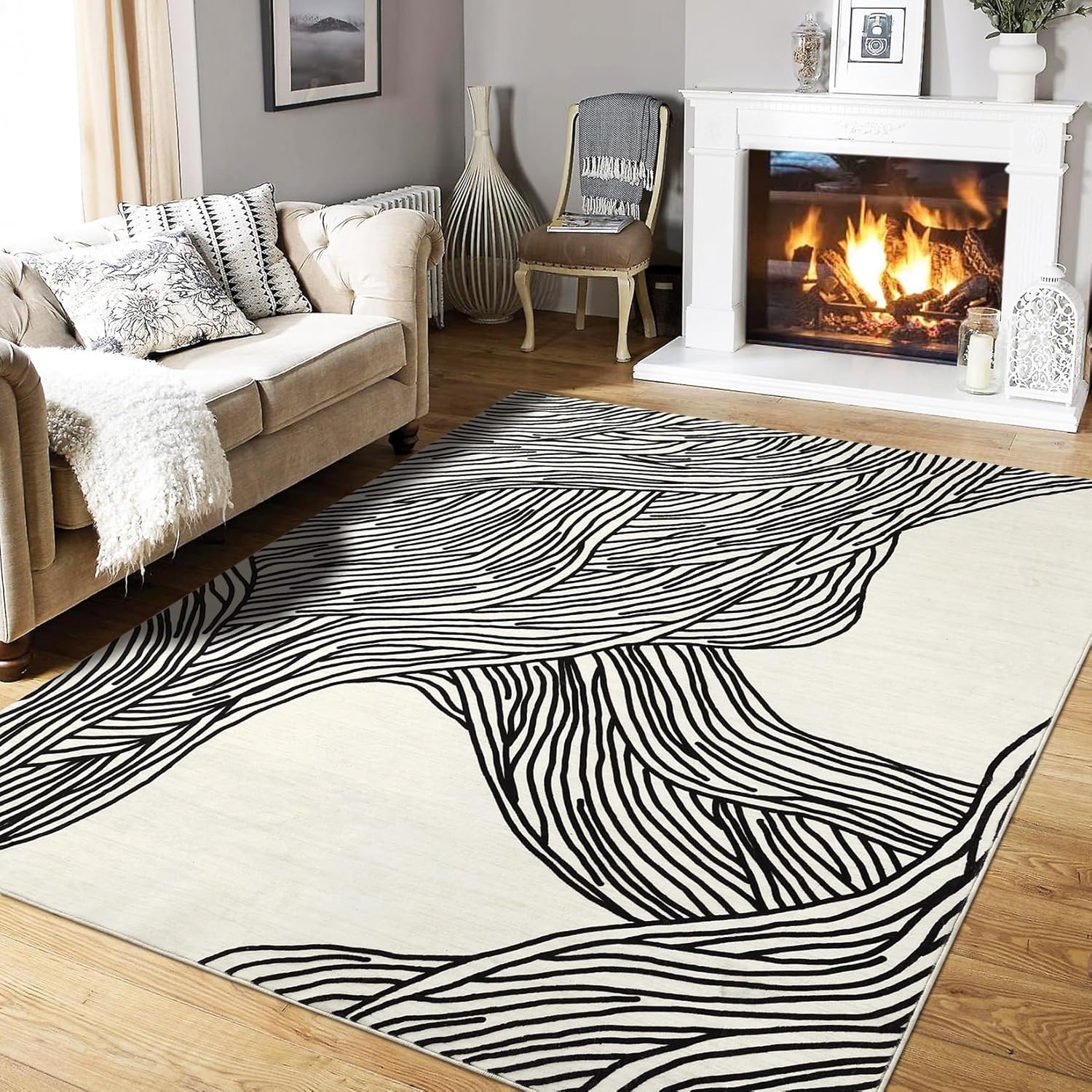 FairOnly 4x6 Area Rugs Washable Throw Rug Modern Abstract Rugs Solid Rug Geometric