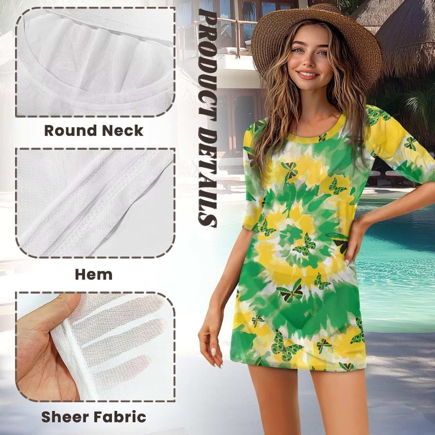 Swimsuit Coverup for Women Plus Size Mesh Sheer Cover Up Swimwear