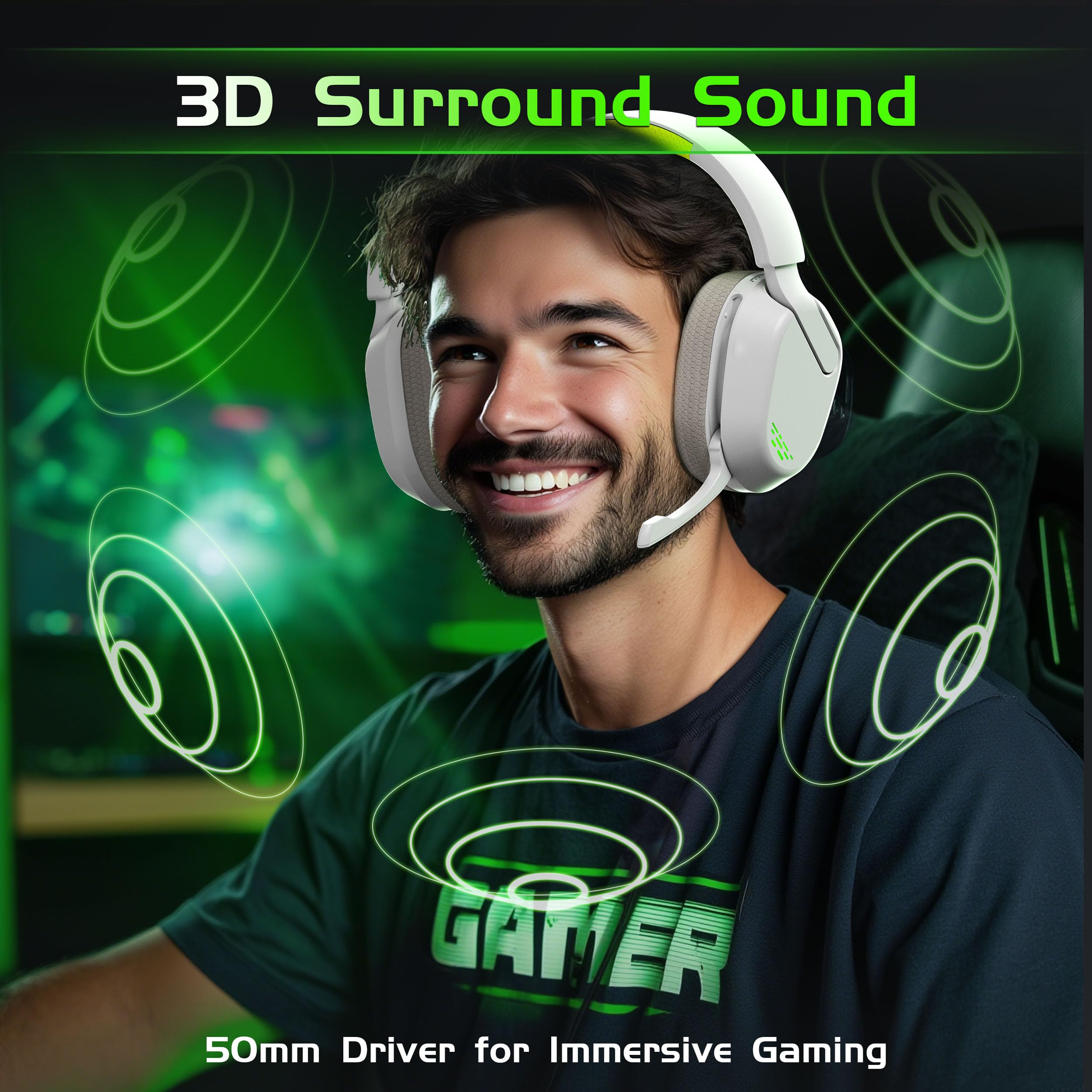 Gvyugke Casque de jeu sans fil pour Xbox Series X/S, Xbox One, PS5 – Vert