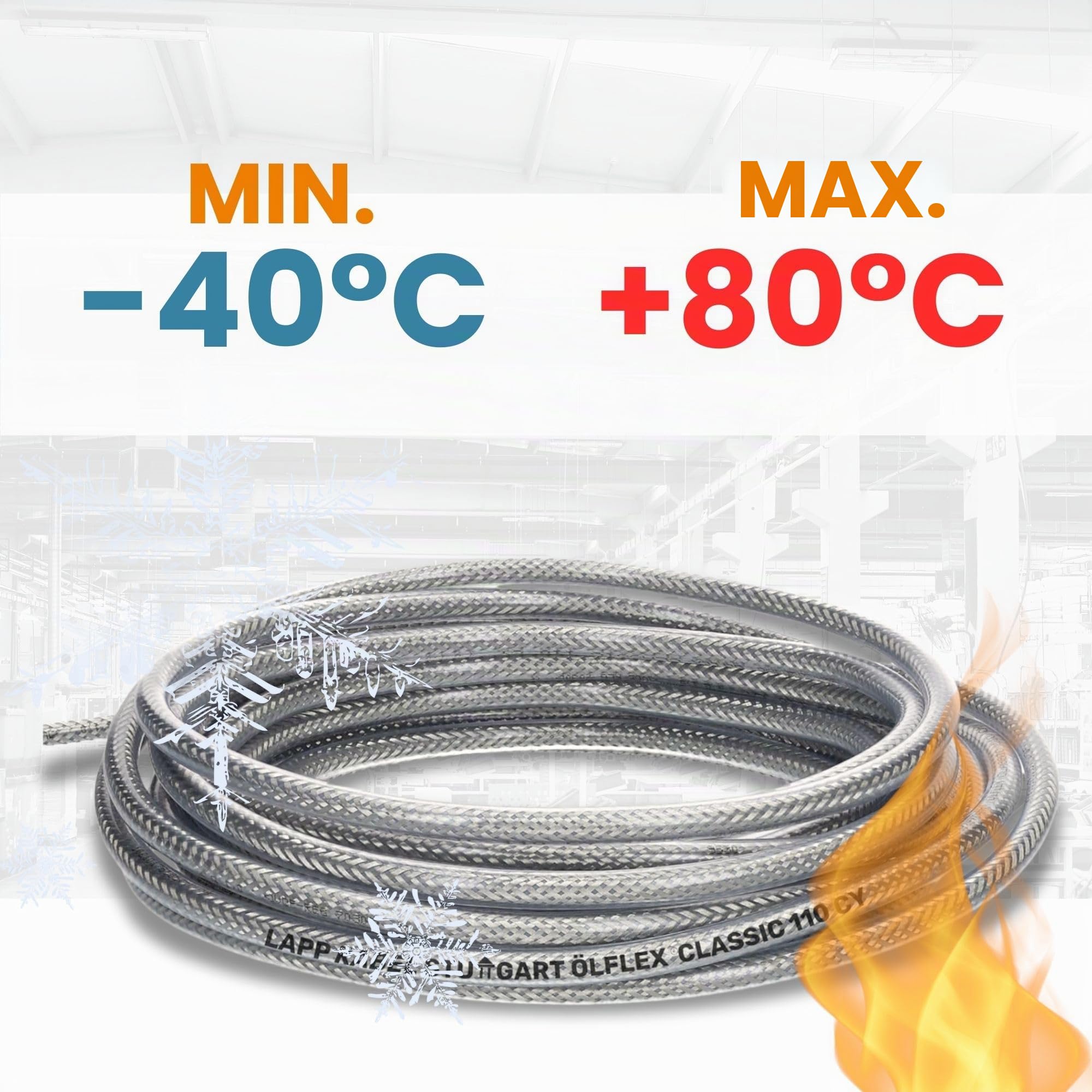 Lapp 10m Oliflex Classic 110 CY - Cavo di Controllo Schermato 4x1 mm² | Linea 4 fili con schermatura EMC, guaina in PVC trasparente e alta resistenza chimica per ingegneria meccanica