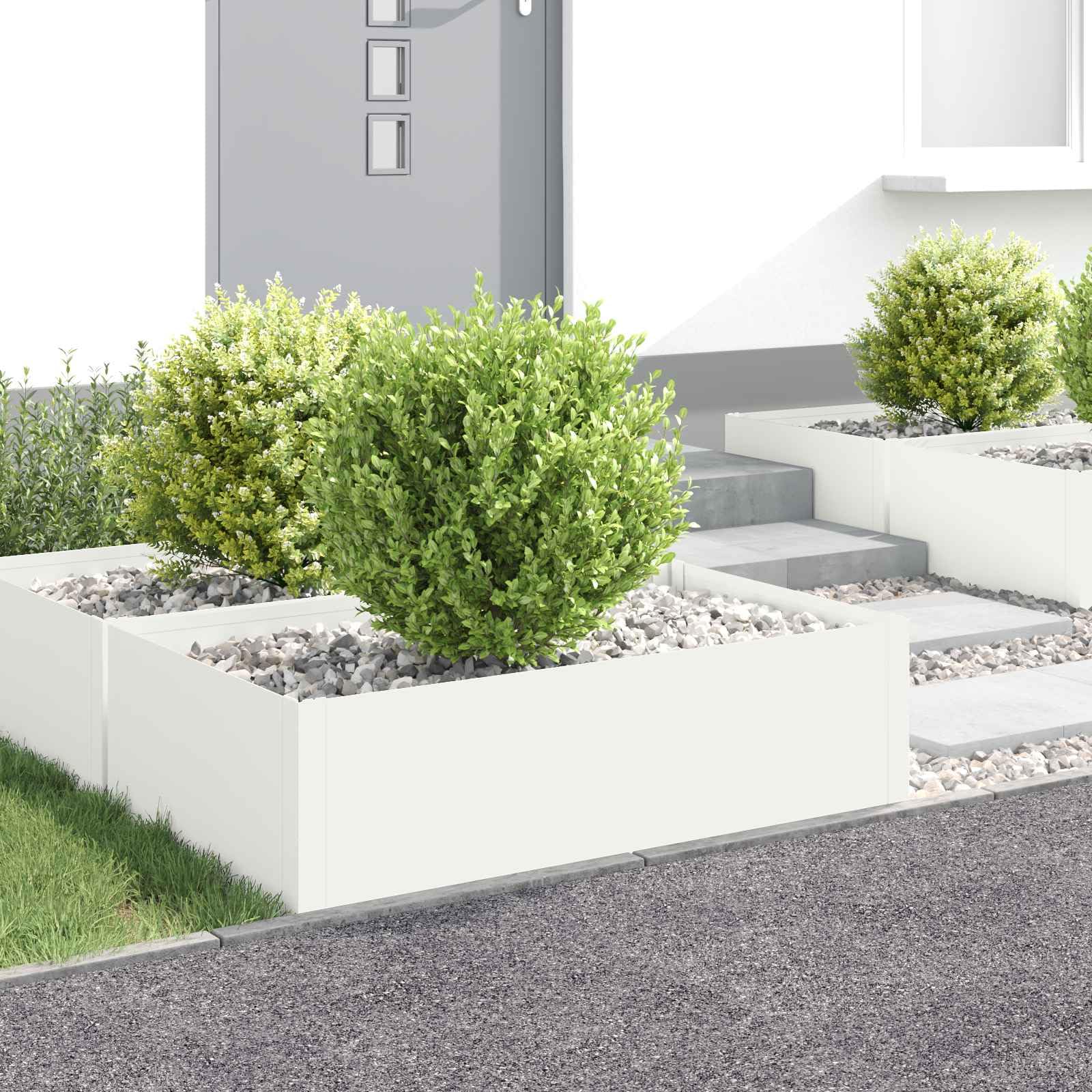 Gazonrand 4 szt. 100 x 60 x 35 cm stal biała
