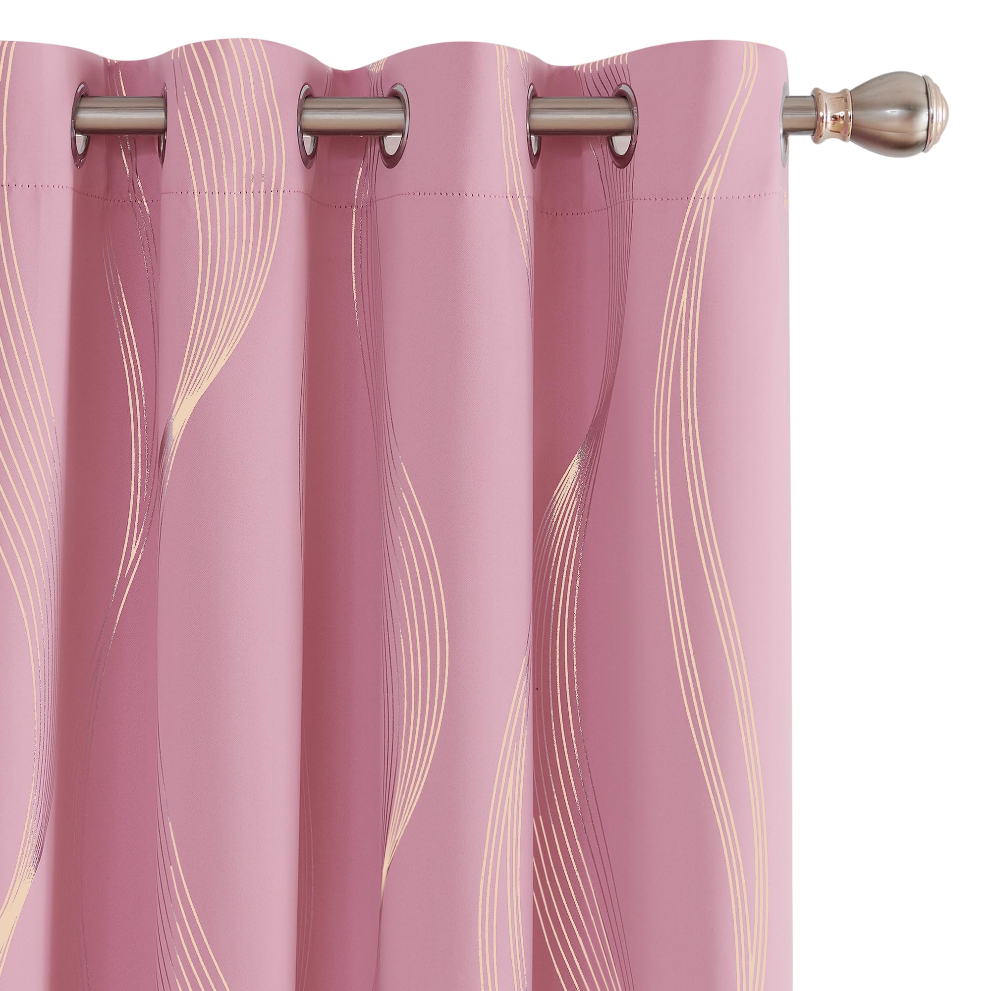 Deconovo Cortinas Decorativas de Diseño Moderno para Habitación Niño Nina con Ojales 2 Piezas 117x229cm Rosa