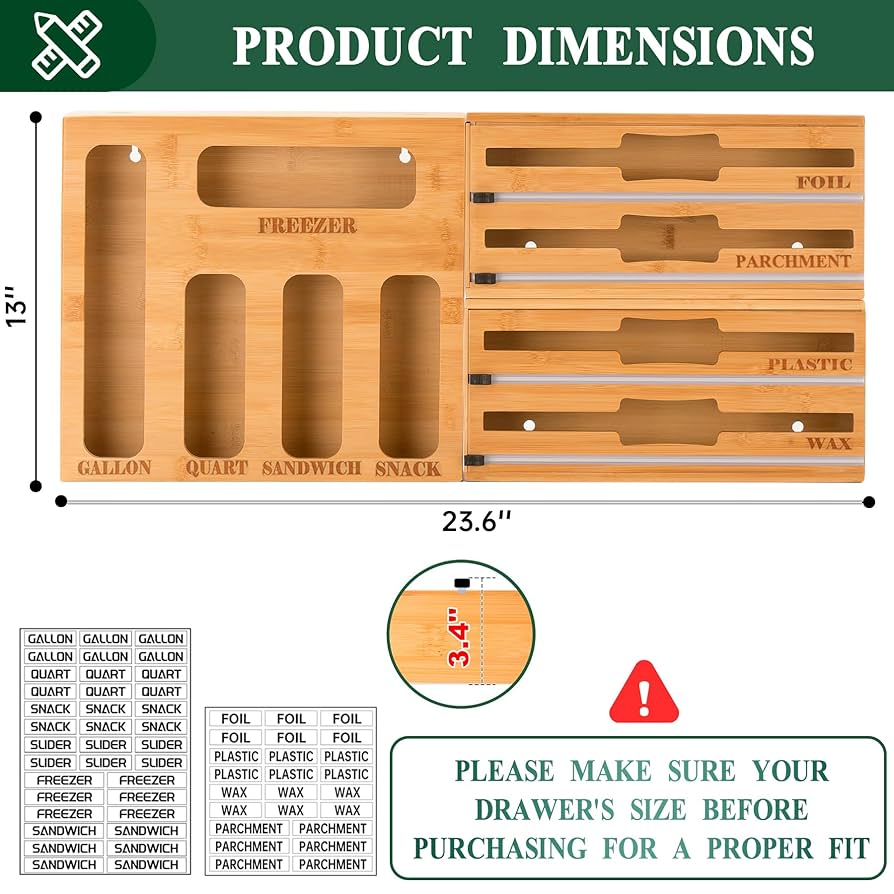 Calmbee 9 IN 1 Storage Bag Organizer, Foil and plastic Wrap